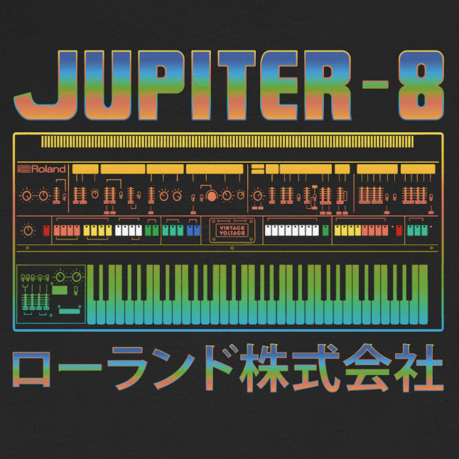 Jupiter 8 Synthesizer (Roland JP-8 Classic Synth) - Vintage Voltage T-Shirt